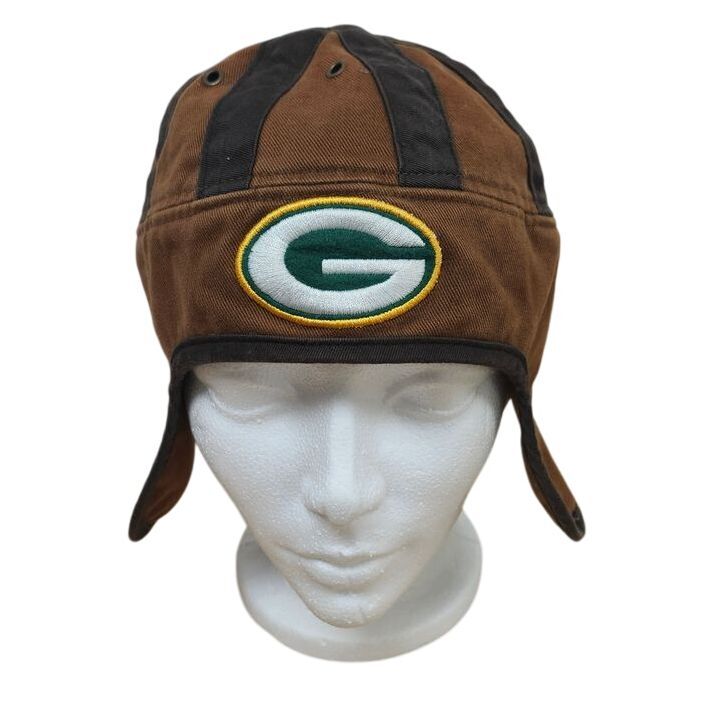 NFL Green Bay Packers Winter Trapper Hat Brown Black Ear Flap Football Fan Gear