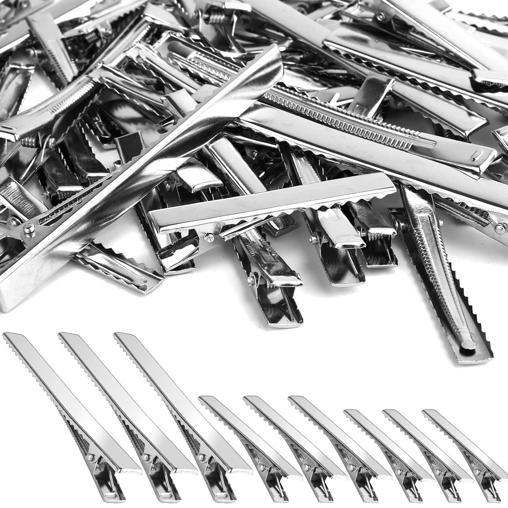 70 Pcs Silver Metal Alligator Hair Clips in 3 Sizes for Bows & Styling