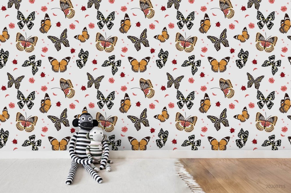 3D Flowers Butterfly Ladybug Pattern Wall Murals Wallpaper Murals Wall Sticker 2