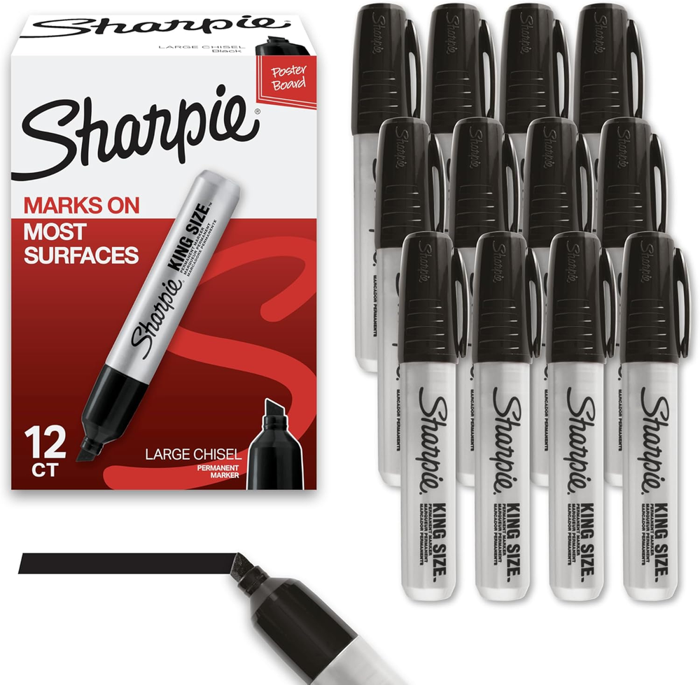 Sharpie King Size Permanent Markers Chisel Tip Markers for Work & Industrial Use