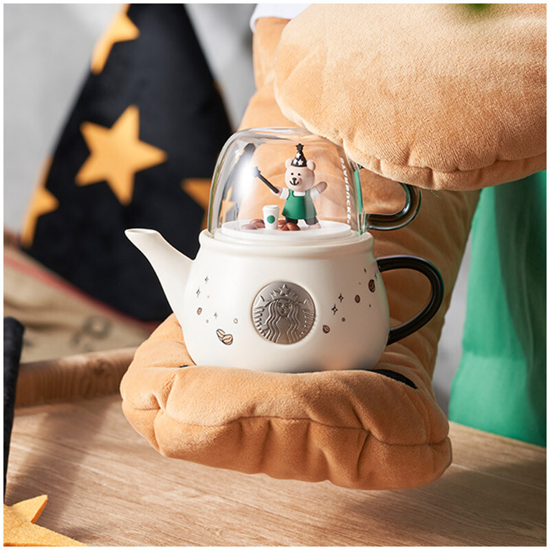New 2022 China Starbucks Coffee Magician Bear Ceramics Teapot Cup Group