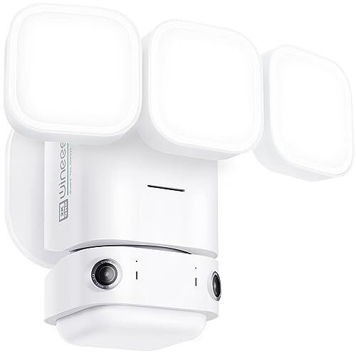 Floodlight Camera, 2K HD Dual-Lens Outdoor Security Camera, 180 Degree White