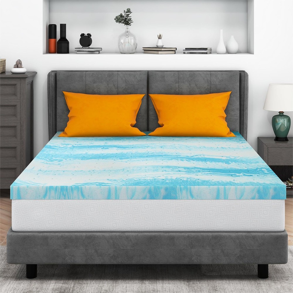 Mattress Topper Queen, 2 Inch Gel Memory Foam Bed Topper for Queen Size Bed, ...