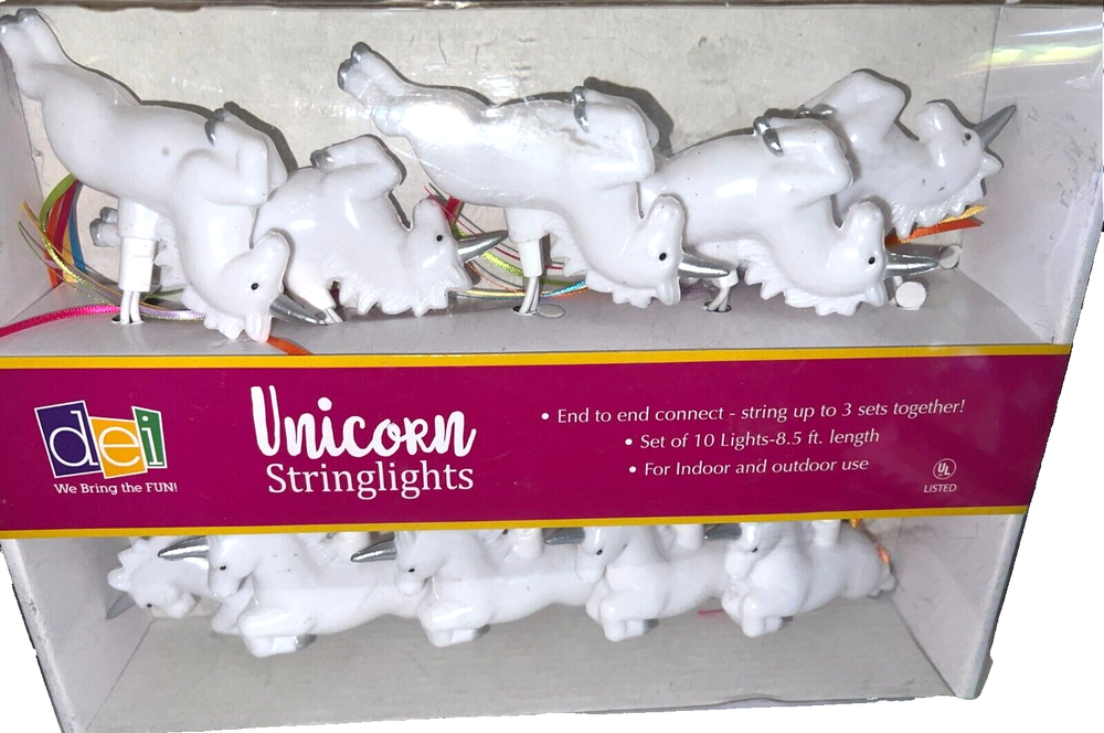 Unicorn 10 LED String Lights 8.5ft Indoor Outdoor Party Decorations by Dei