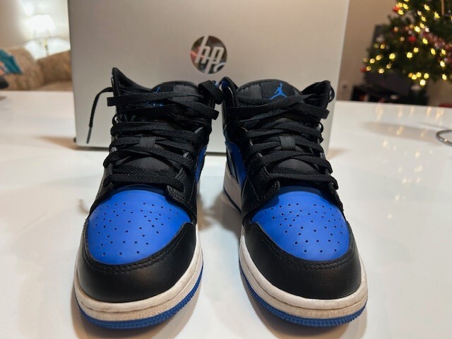 Air Jordan 1 Mid Black Royal Blue Size 5.5Y No Box Included