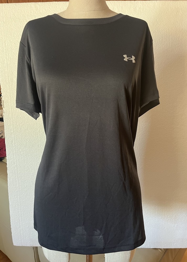 Under Armour T Shirt Women’s Size XL Black Athletic Top Heat Gear T Shirt