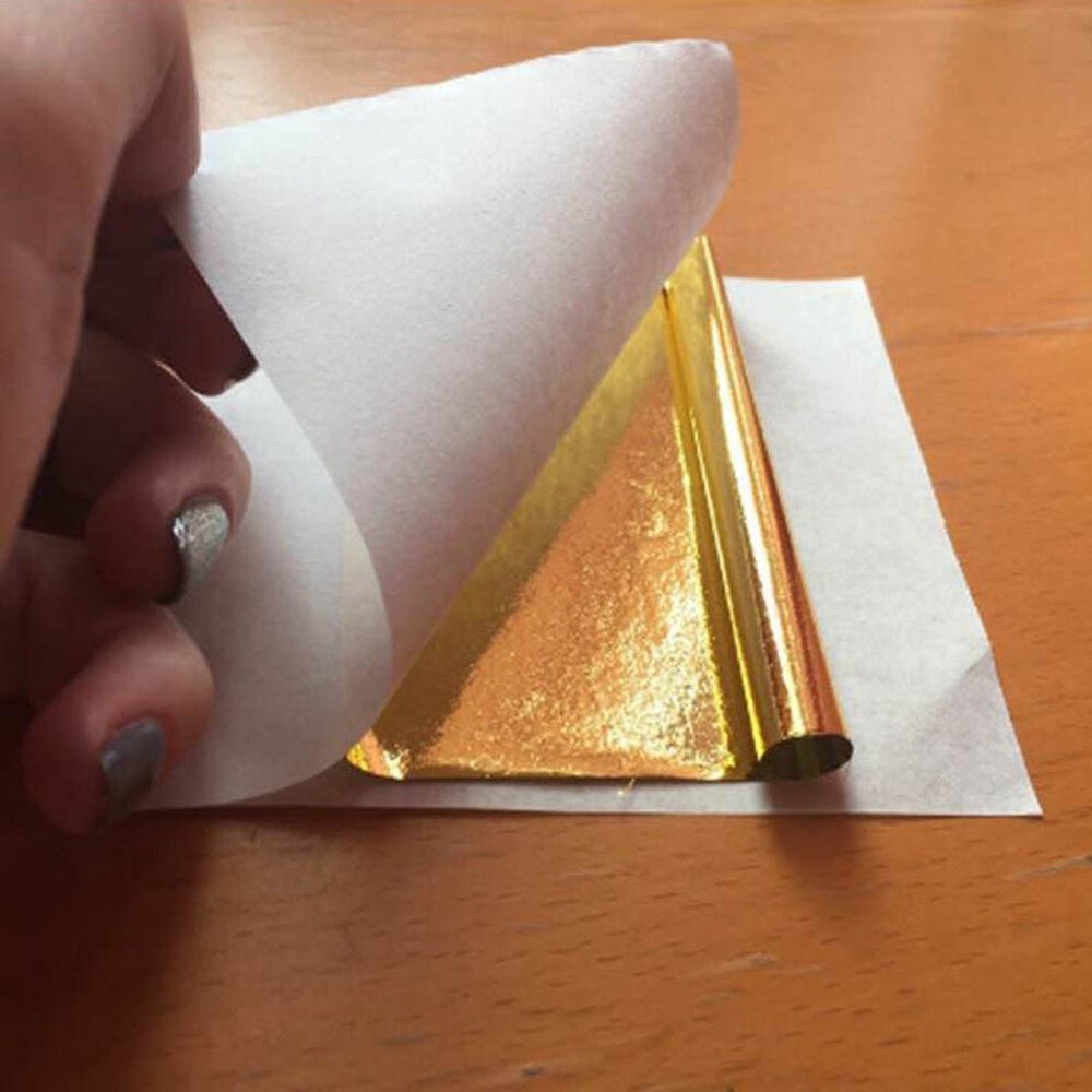 DIY 50 Sheets Double Gold Foil Leaf Gilding Hand Craft Paper Decoration 9*9cm Ⓩ