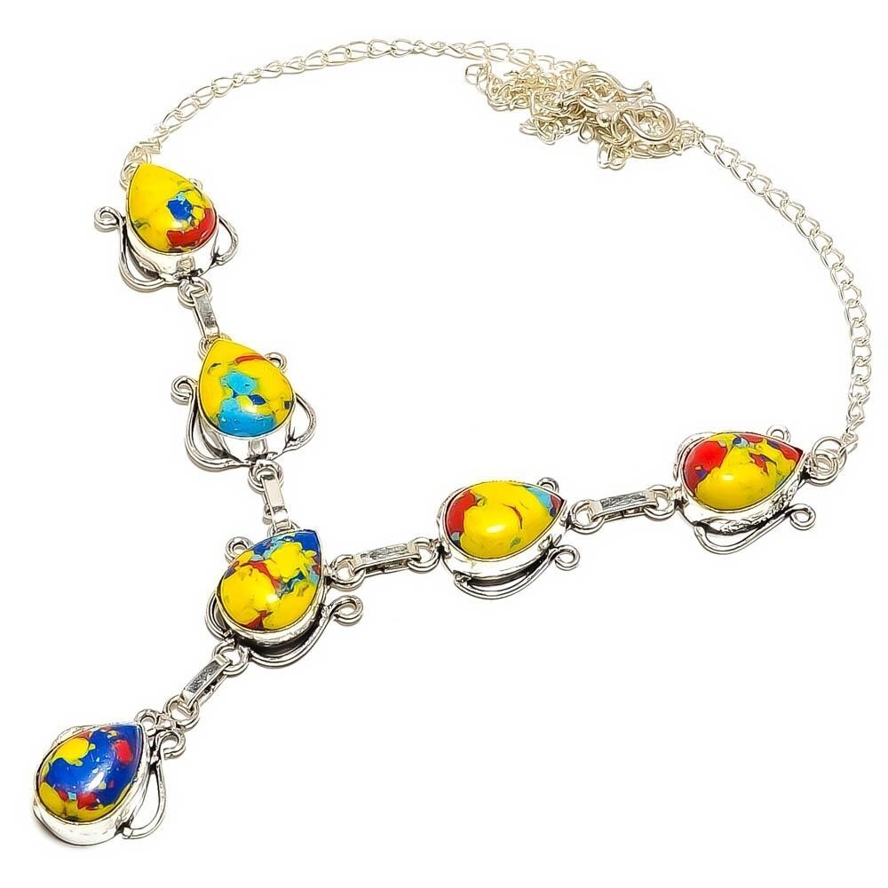 Cyber Monday Sale Jasper Gemstone Chain Handcrafted Handmade Necklace 925 Silver-image