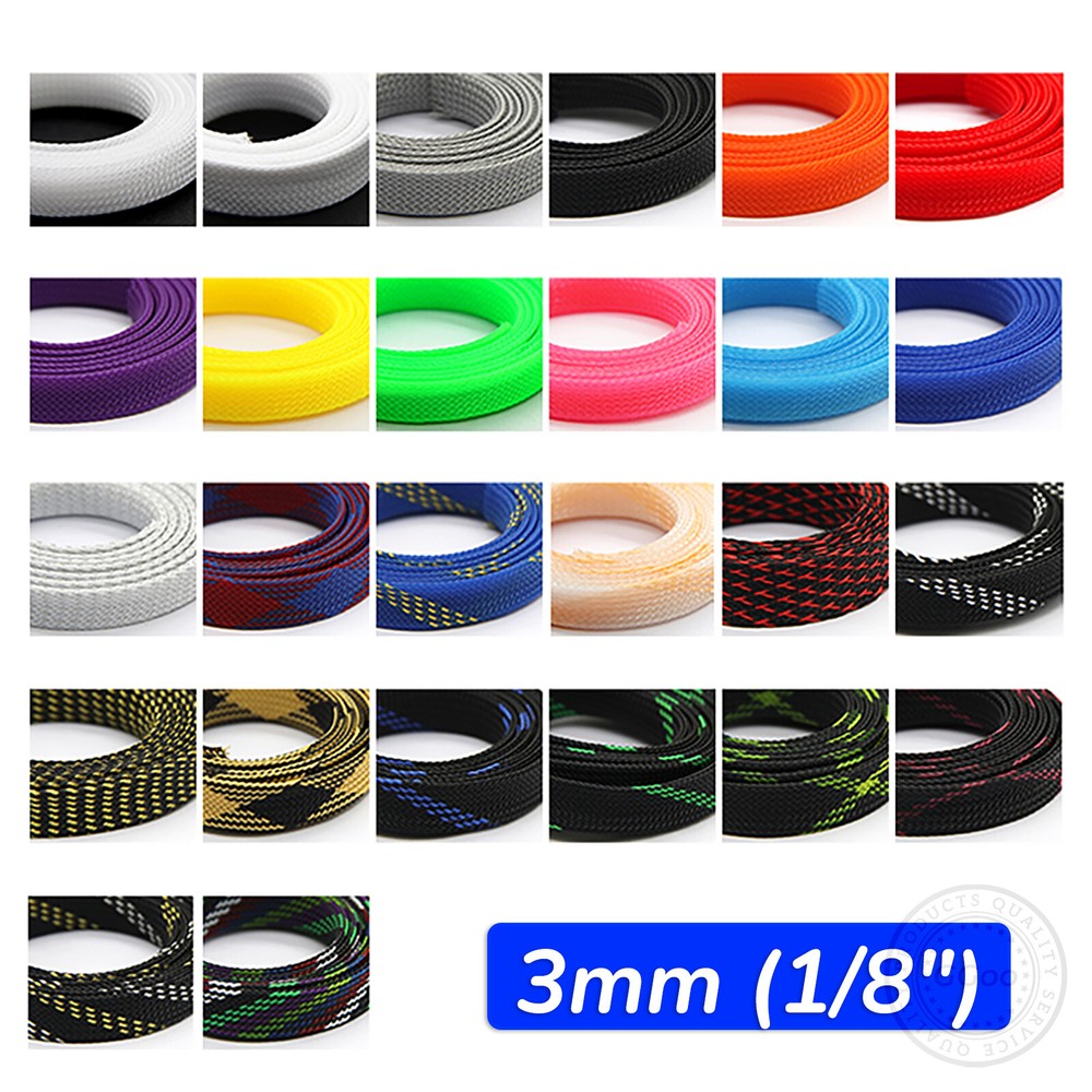 1/8 Inch PET Expandable Braided Cable Sleeve for Wire Harness Management