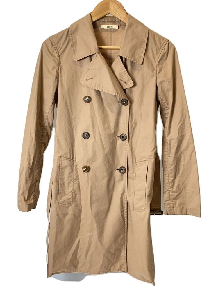 Celine Trench Coat/34/Cotton/Cml/Plain/2 8D52/3186/Phoebe Period 3361