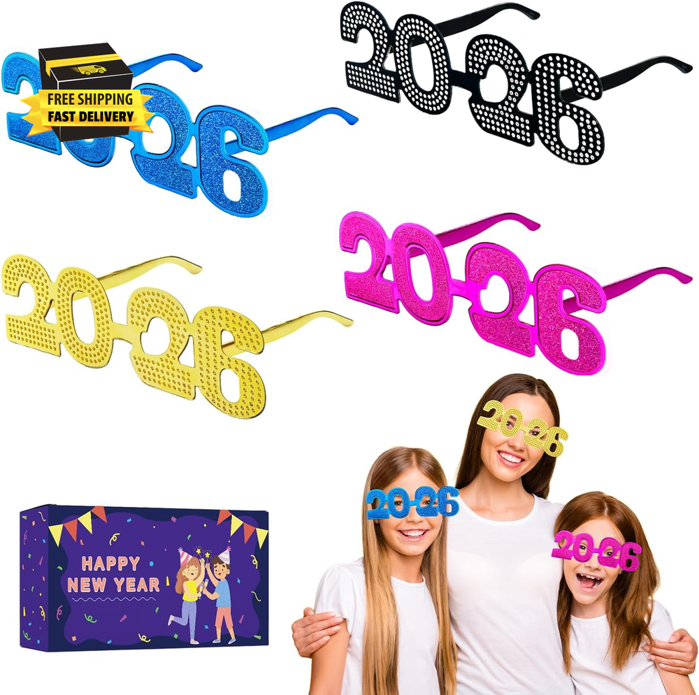 2026 New Years Eve Glasses - 4-8-16 PCS, Happy New Year Party Supplies Favors De-image