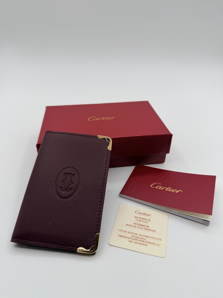 Cartier Must de Cartier Burgundy Leather Card Holder Wallet