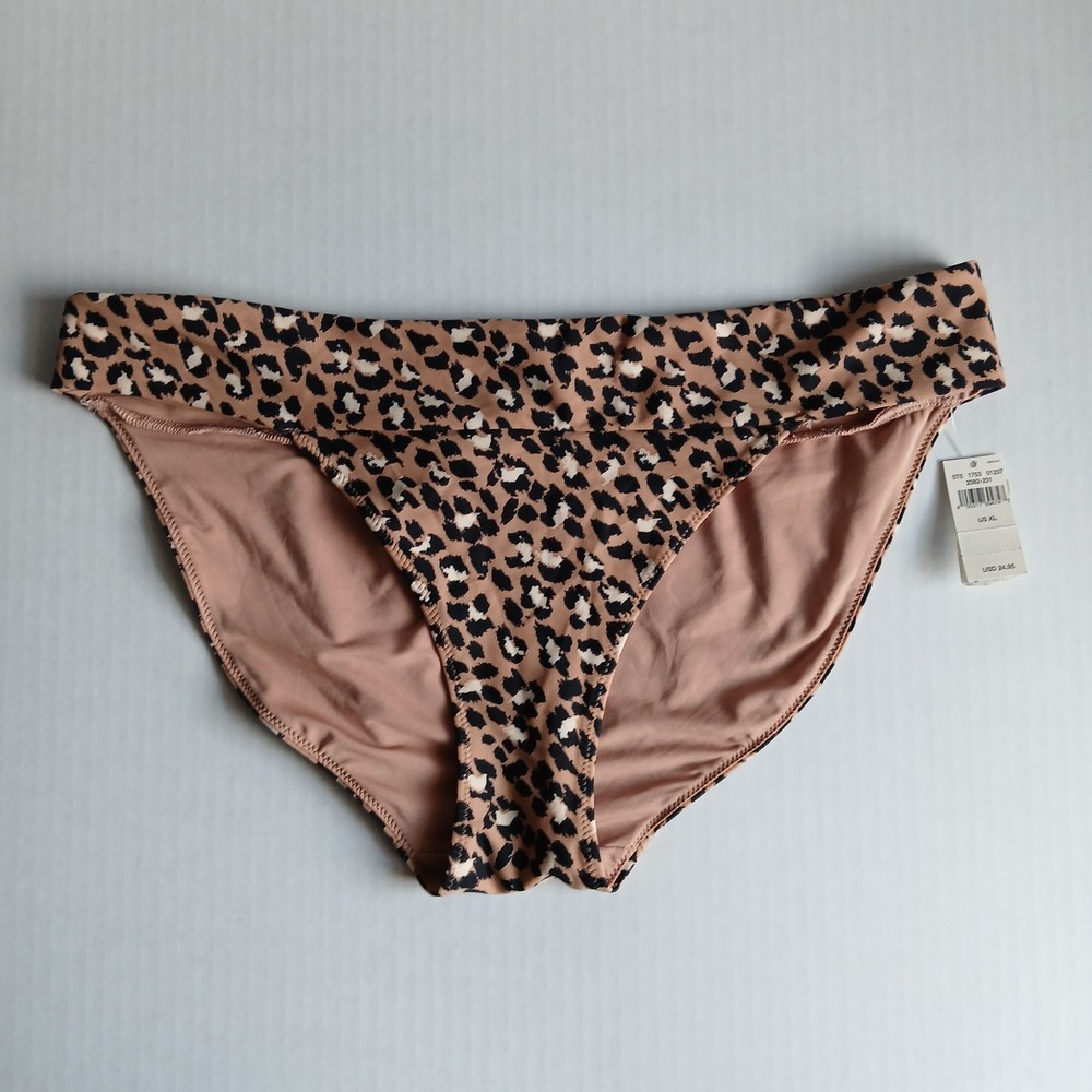 Aerie Bikini Bottom XL Leopard Print Wide Band Waist Full Coverage Swim NWT