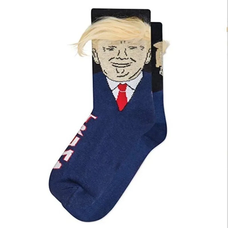 Funny Donald Trump Hair Socks - Hilarious Gag Gift w/ 3D Fake Hair | Trump Gift