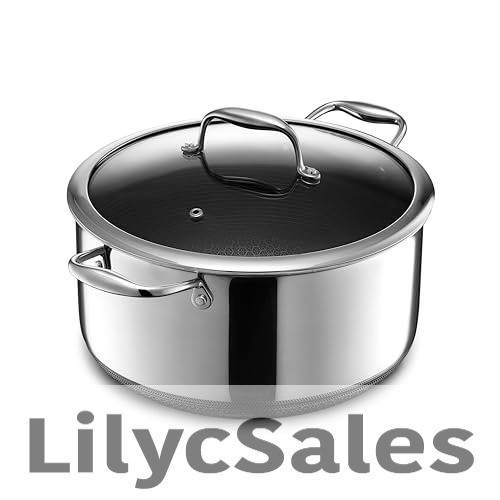 HexClad Hybrid 8-Quart Nonstick Stockpot with Glass Lid