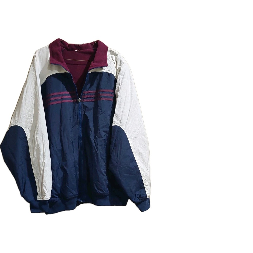 Vintage 90s Adidas Reversible Fleece Windbreaker Jacket XL Blue Burgundy Rare