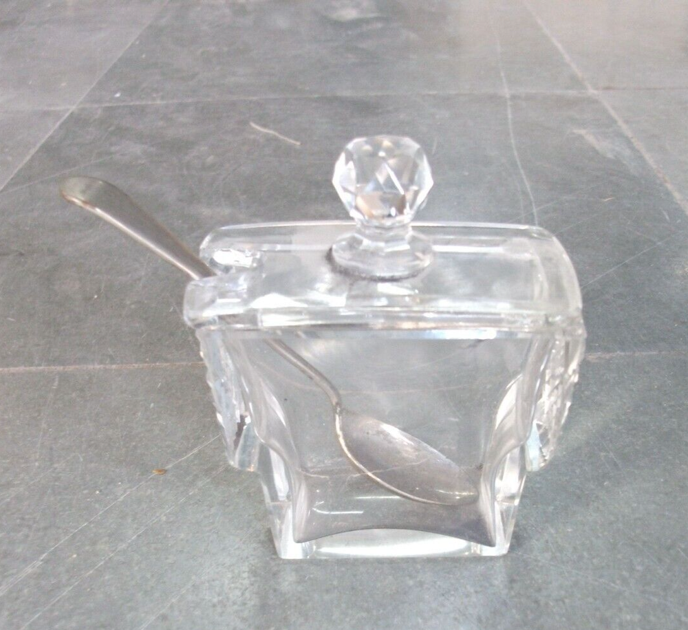Vintage Unique Shape Cut Glass Fine Butter/Pickle Pot, Collectible