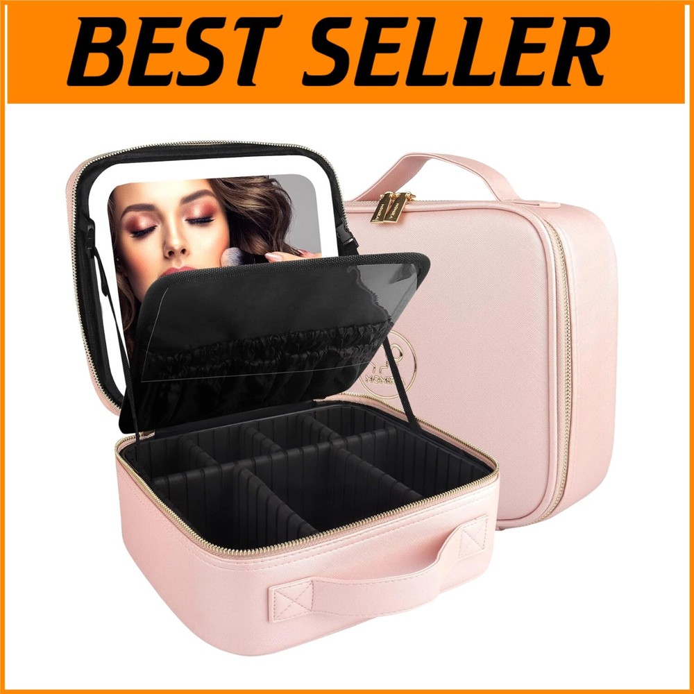 Portable LED Makeup Case with Adjustable Mirror - Ideal for Travel & Touch-Ups