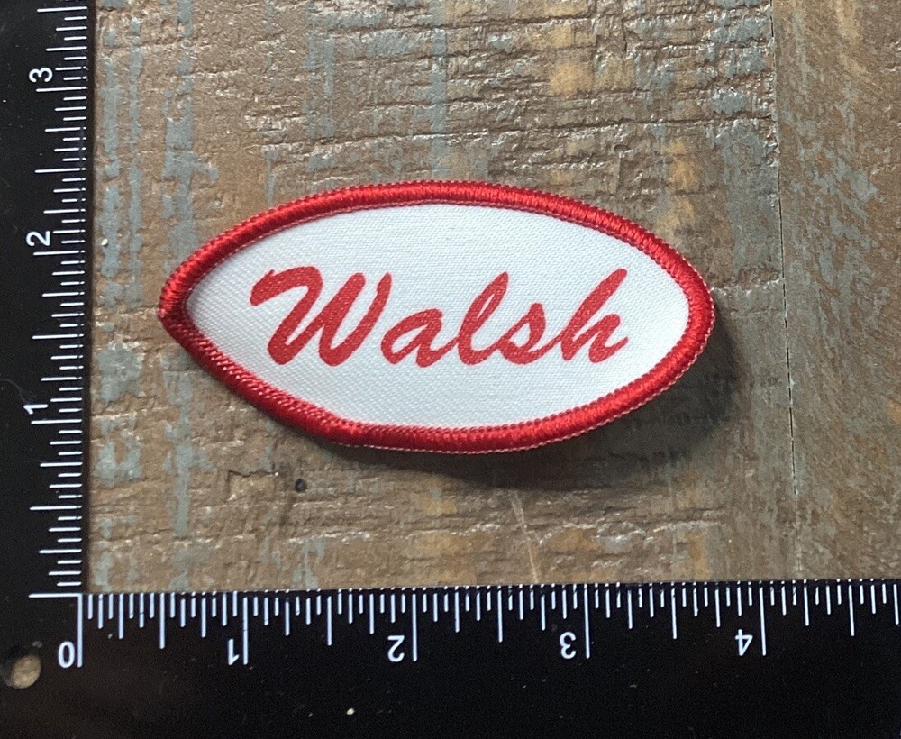 Camisa de trabajo vintage con etiqueta con nombre WALSH uniforme de trabajo parche impreso para planchar rojo