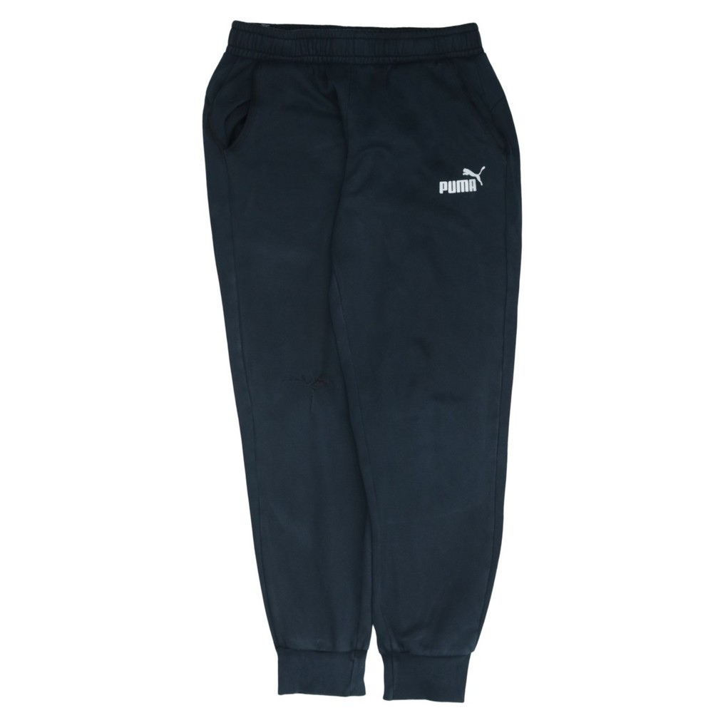 Puma Mens Joggers Black Nylon Blend Elastic Waist Ribbed Cuffed Logo Track M