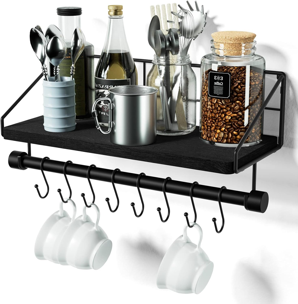 Floating Wall Shelves for Bedroom Bathroom Mounted with Towel Hooks
