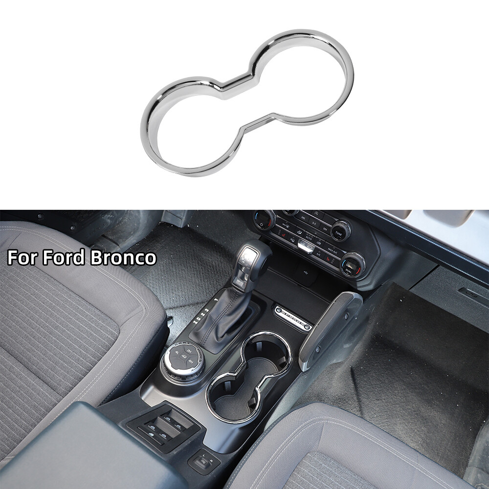Front Water Cup Holder Cover Trim Frame For Ford Bronco 2021+ Chrome Accessories