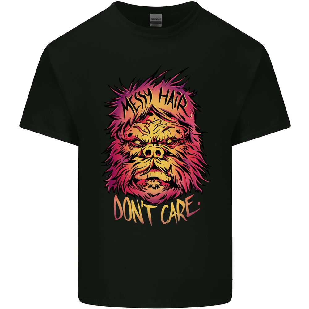 Bigfoot Messy Hair Don'T Care Funny Mens Cotton T-Shirt Tee Top