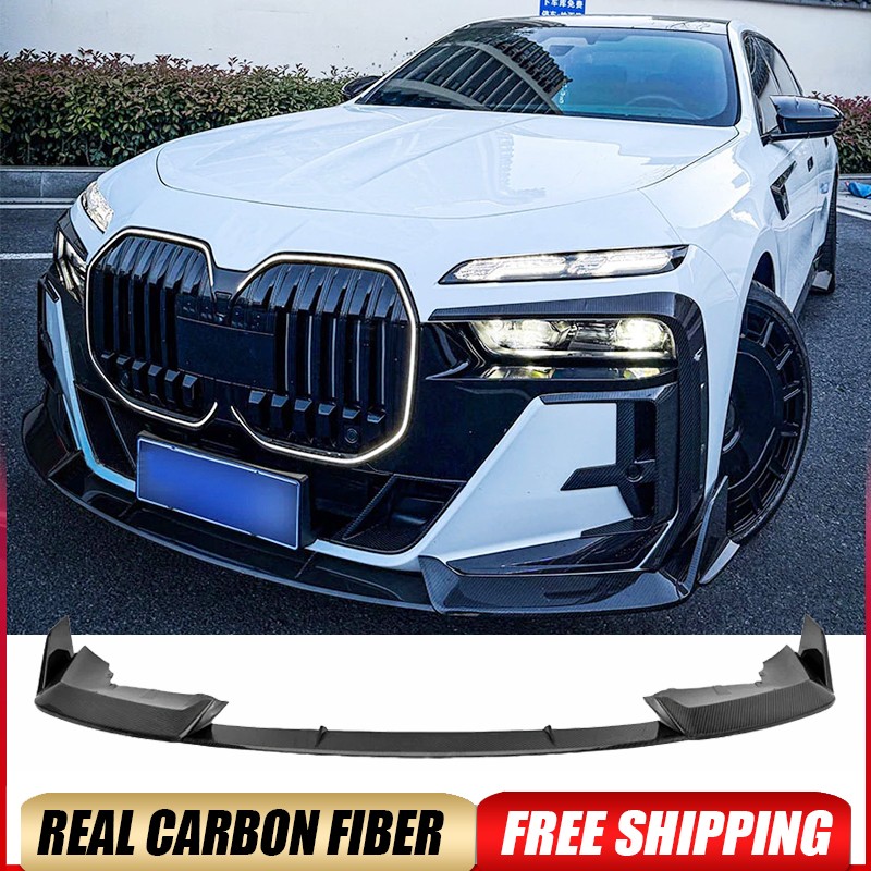 For BMW 7 Series G70 2023-2025 Real Carbon Front Bumper Lip Spoiler Splitters
