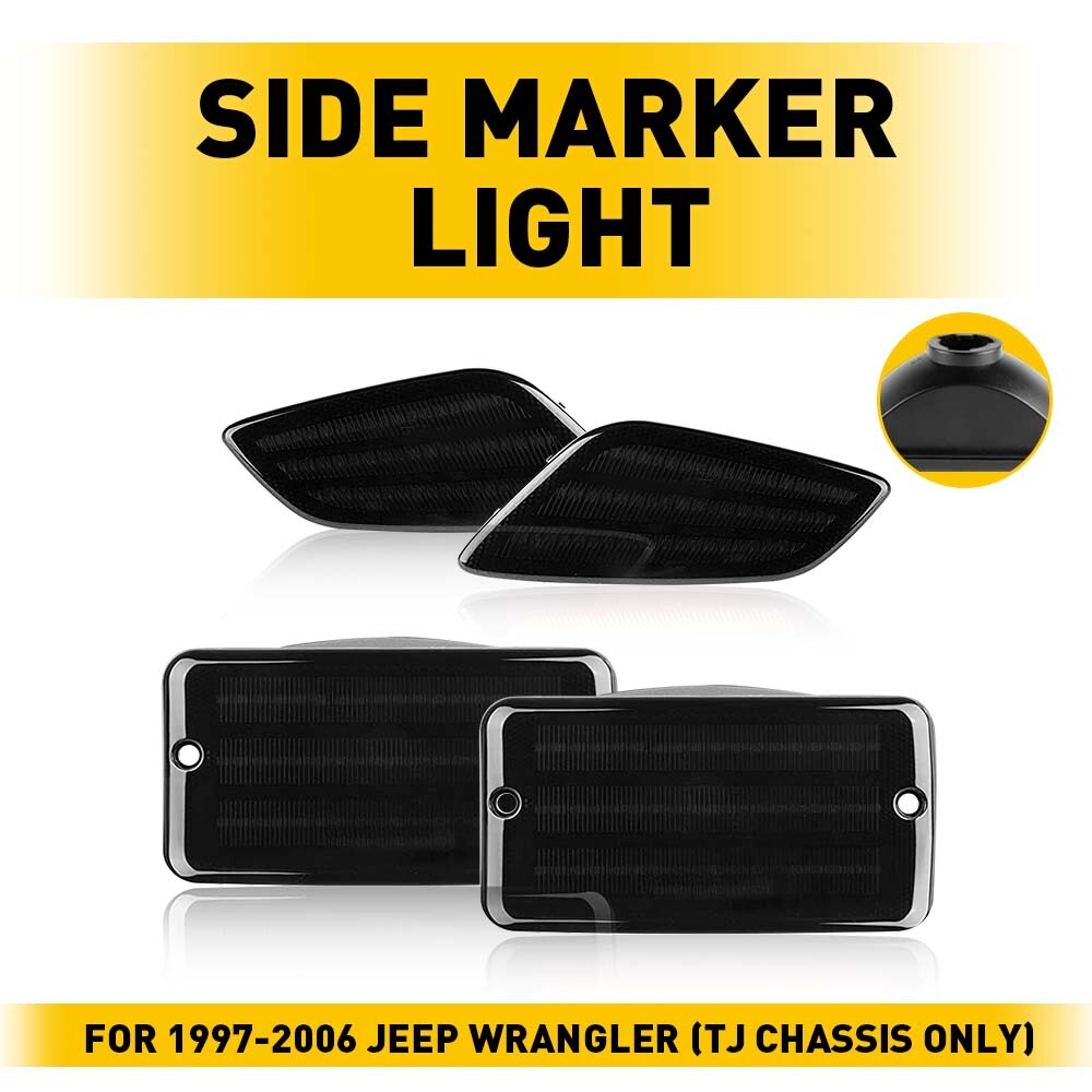 1997-2006 Jeep Wrangler Smoke Bumper Marker & Side Lights 4-Piece Set  