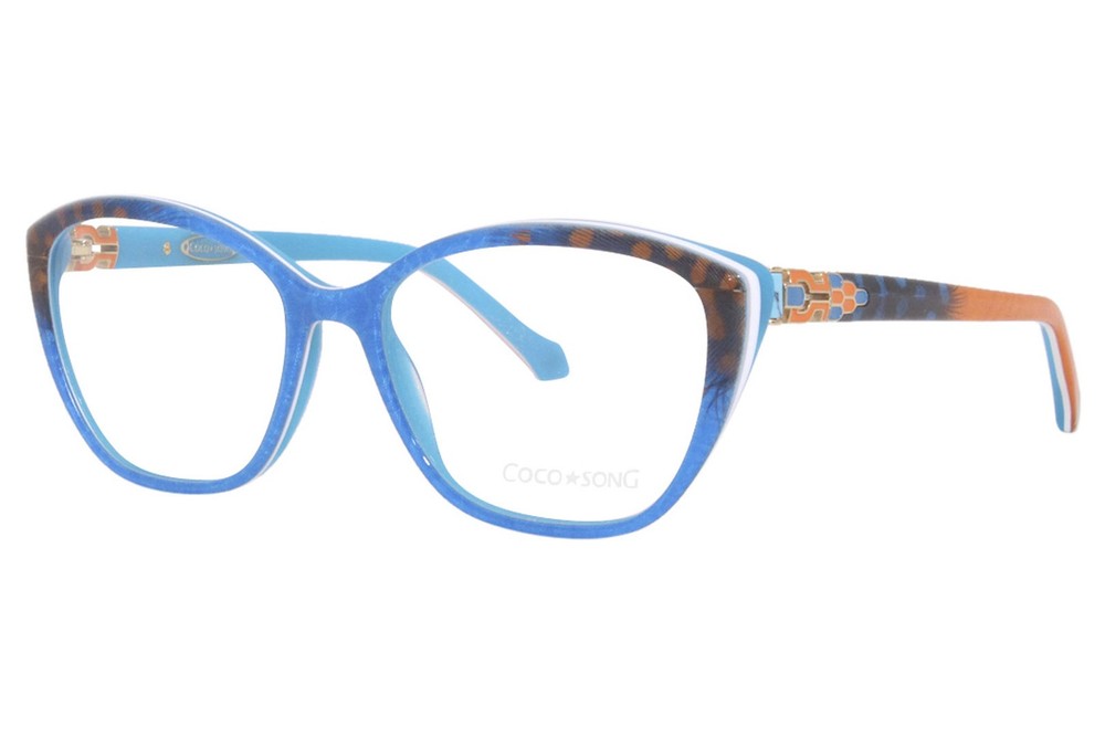 Coco Song Smart-Bird CV217 02 Blue Orange Full Rim Eyeglasses Frame for Women 53mm
