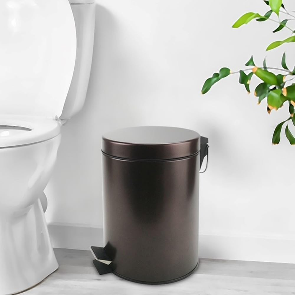 Stainless Steel Small Trash Can with Lid & Step Pedal - 5 Liters/1.3 Bronze