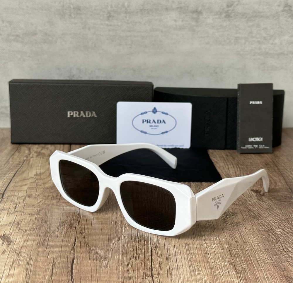 Prada PR 17WS White Frame Sunglasses 100% Authentic Original Logo
