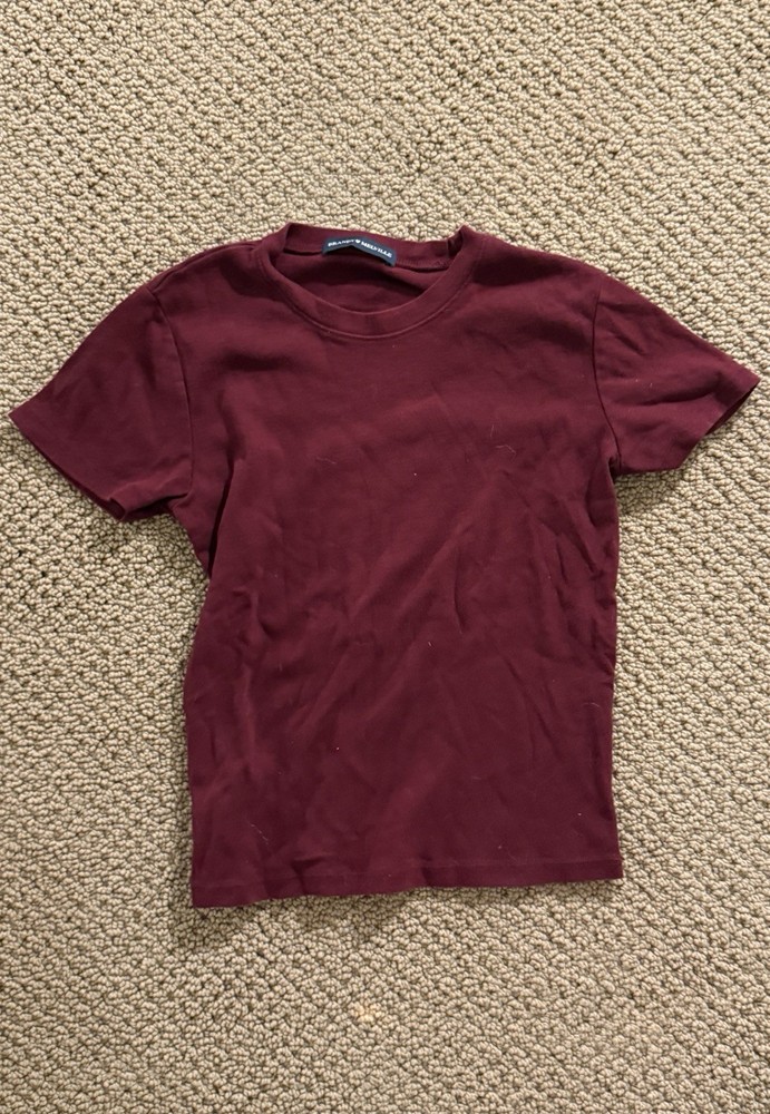Brandy Melville John Galt Crop Top T Shirt Short Sleeve Baby Tee Red Maroon