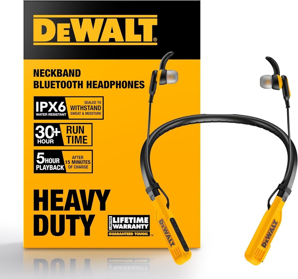 Heavy Duty Bluetooth Neckband Headphones, Wireless around the Neck Earbuds W/ 30