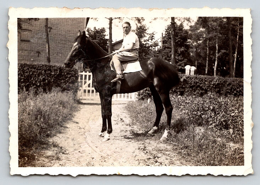 Original Old Vintage Antique Outdoor Photo Picture Horse Rider Gentleman Man