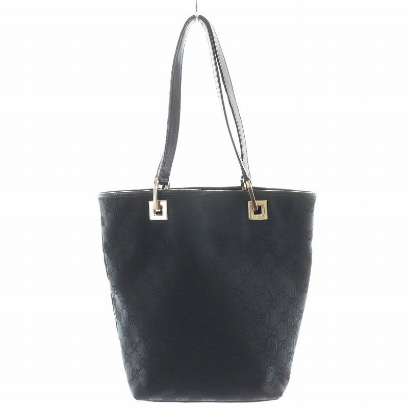GUCCI GG Canvas Black Leather Handbag Shoulder Bag 0021099002214 GY11 MT