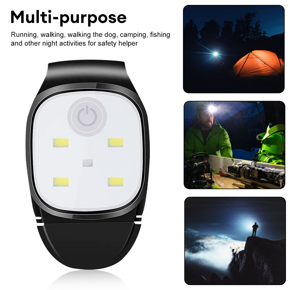 Rechargeable LED Clip On Light Torch Flashlight Head Lamp Night Walking Running