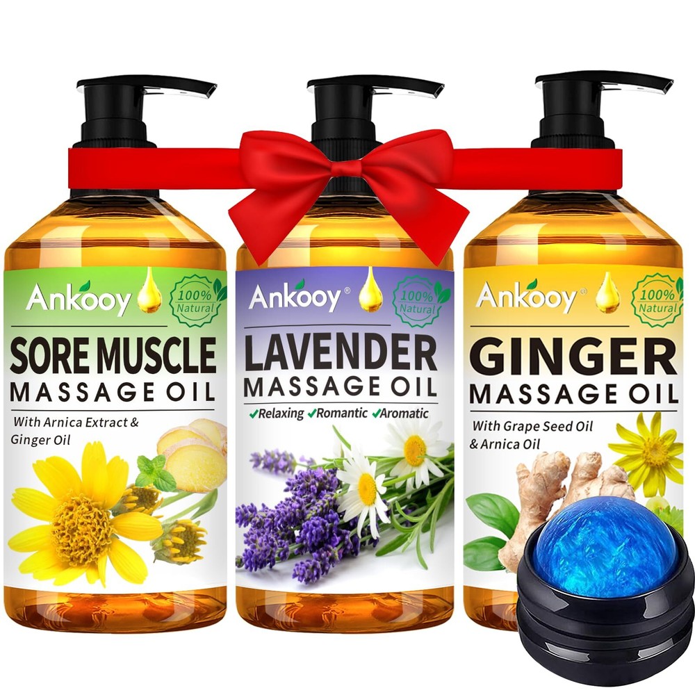 Mothers Day Gift Set for Wife - 3 Pack Relaxing Massage Oil for Sore Muscles & Therapy-image