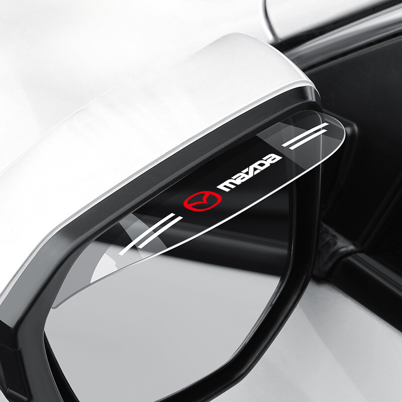 2PCS Clear Rear View Mirror Rain Board Eyebrow Guard Car Accessories For Mazda