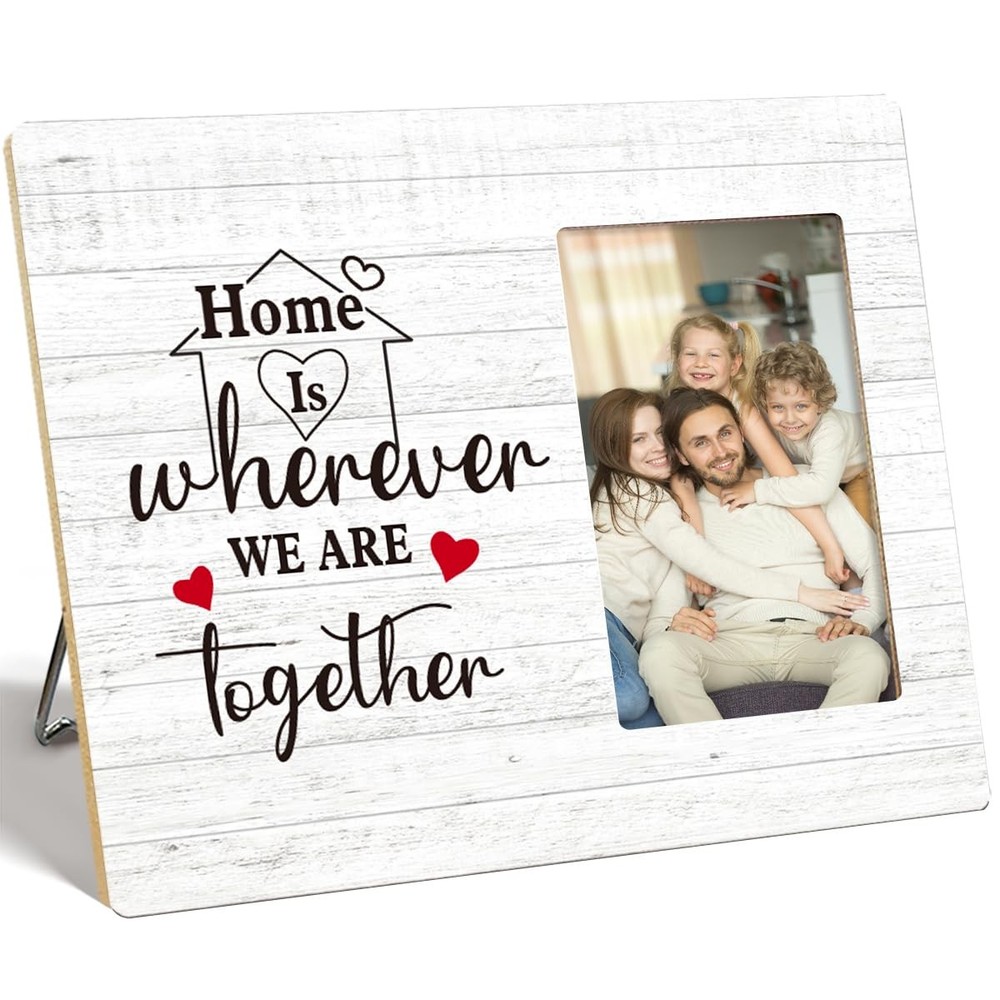 Family Picture Frame Gift,Home Is Wherever We Are Together Wooden Photo Frame...