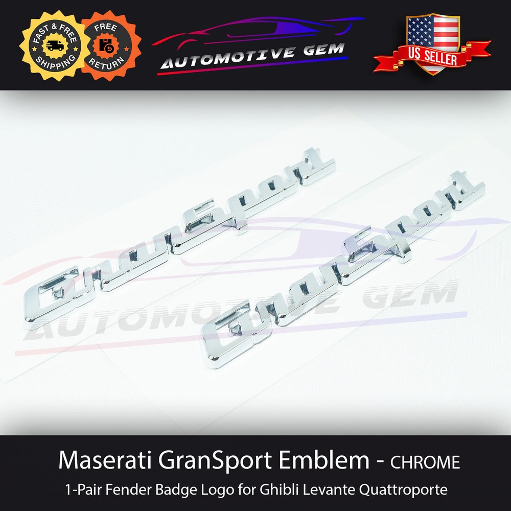 Maserati GranSport Emblem Chrome Fender Letter Badge Logo OEM Quattroporte