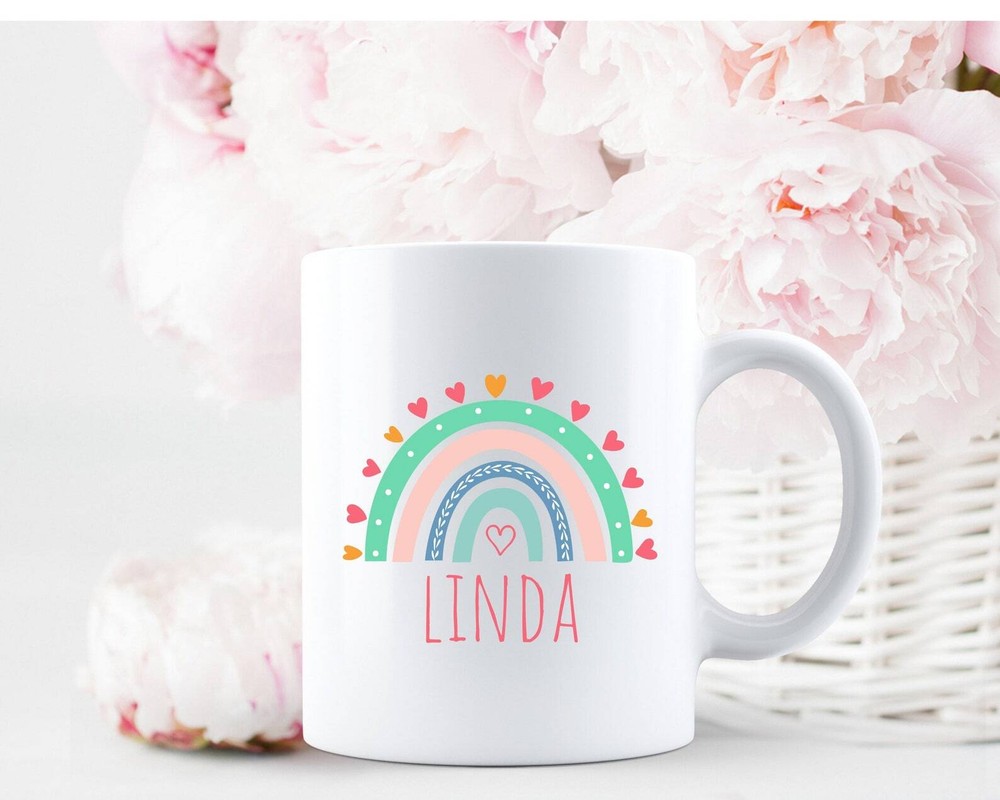 Personalized Name Mug Rainbow Mug Pastel Rainbow Mug Mug For Kids Kid
