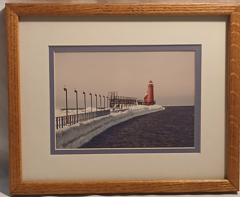 Vintage Framed Photography Of South Haven Lighthouse Lake Michigan Landscapes