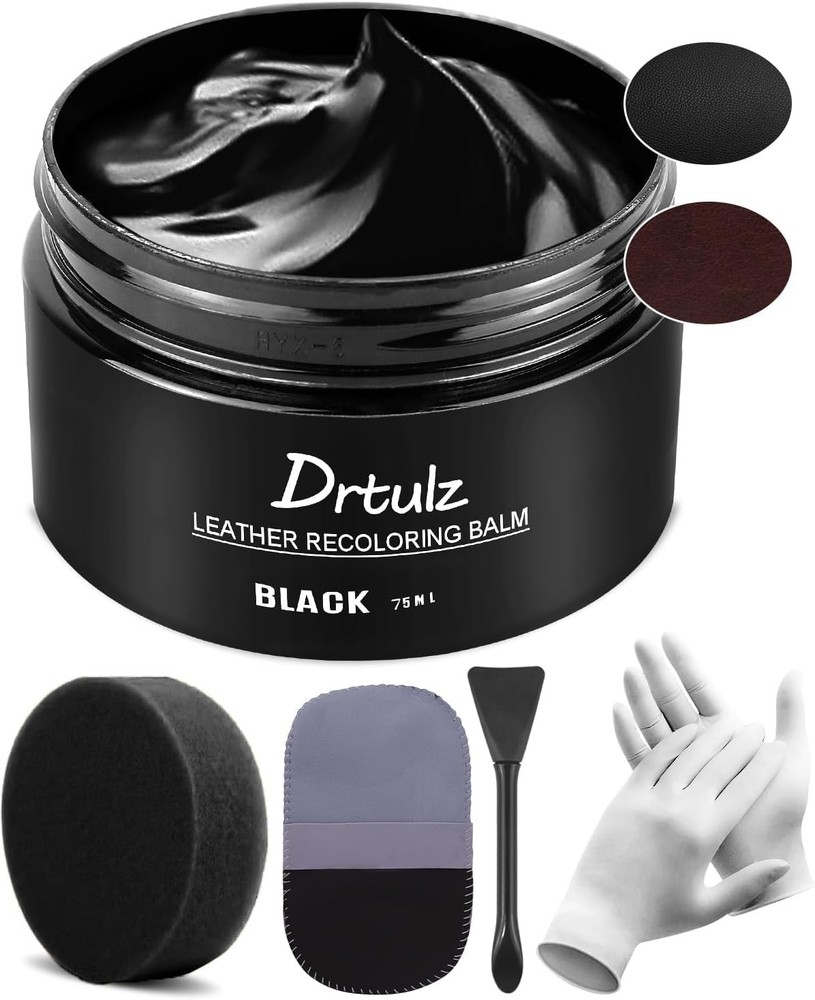 Black Leather Recoloring Balm for Color Restoration and Conditioning