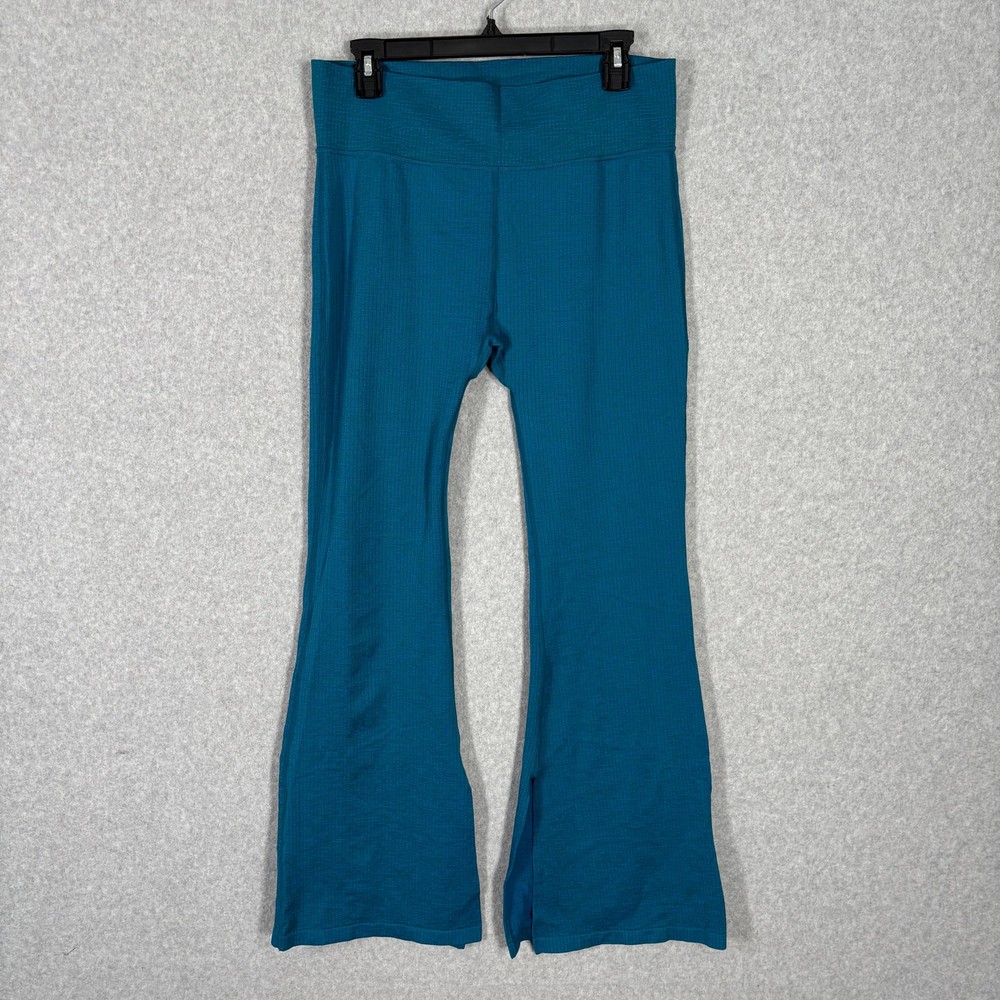 Joy Lab Pants Womens XL Blue Green Flare Slit Ribbed Legging Yoga High Rise