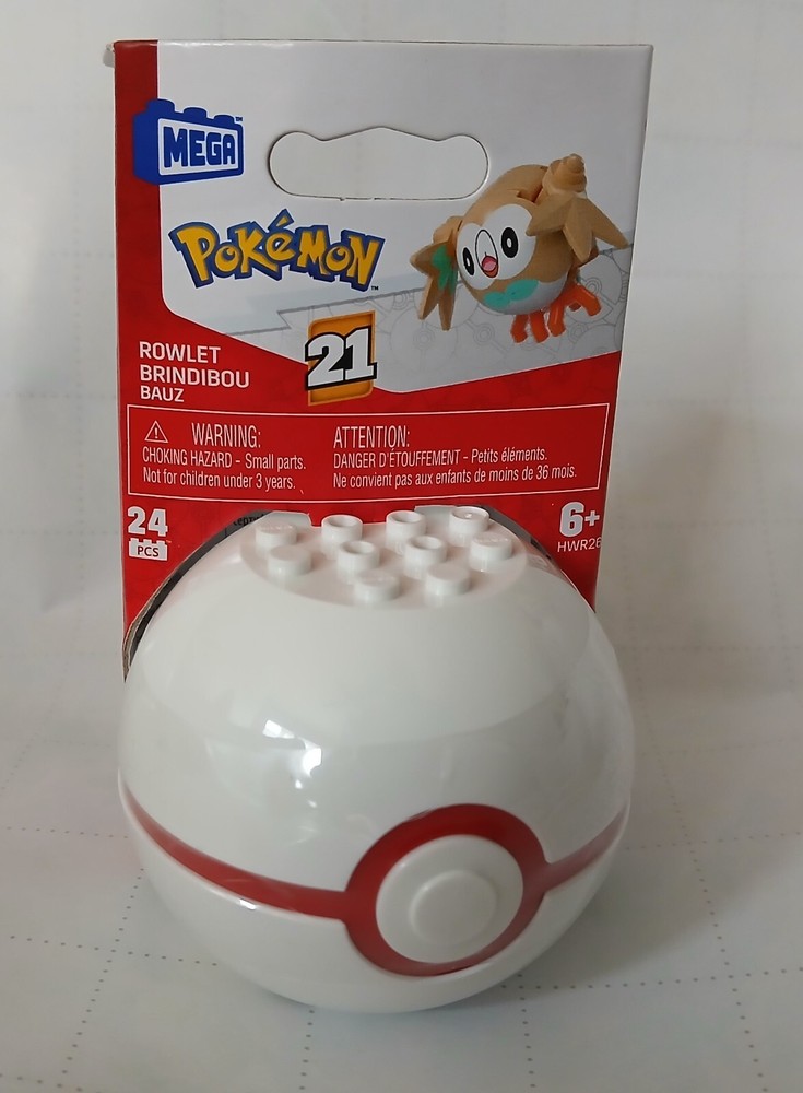 Mega Construx Pokemon Rowlet Series 21 Poke Ball 24-Piece Building Set New
