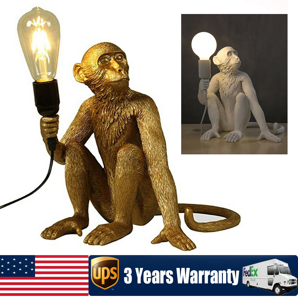 Modern Vertical Table Light Desk Lamp Resin Sitting Monkey Lighting Bedroom Home
