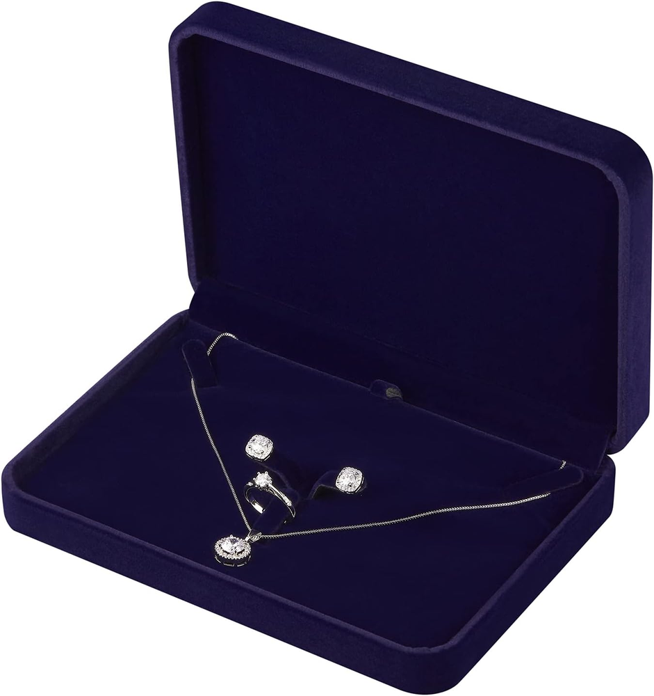 Large Velvet Jewelry Set Box, Big Necklace and Ring Earring Pendant Gift Box,