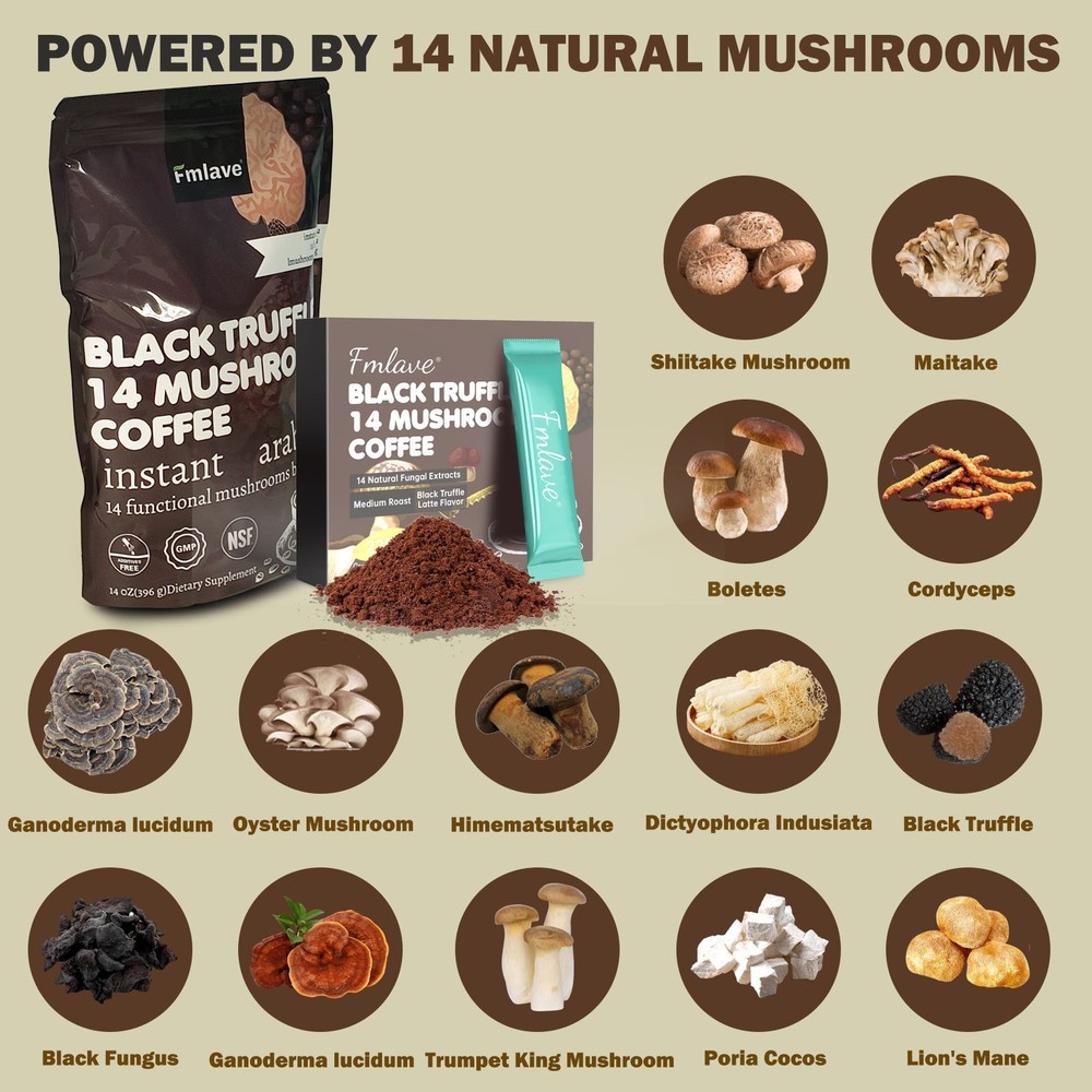 14-in-1 Mushroom Coffee 30 Servings - Boost Energy & Focus **FREE SHIPPING** USA