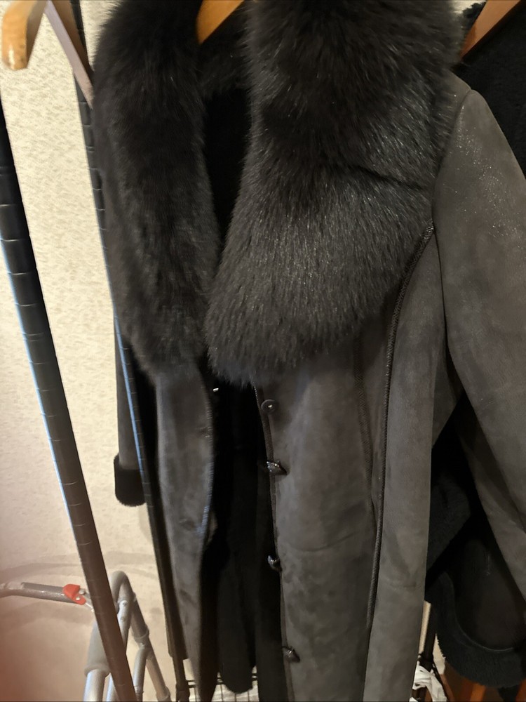 Genuine Shearling Leather Womens Coat Size Large